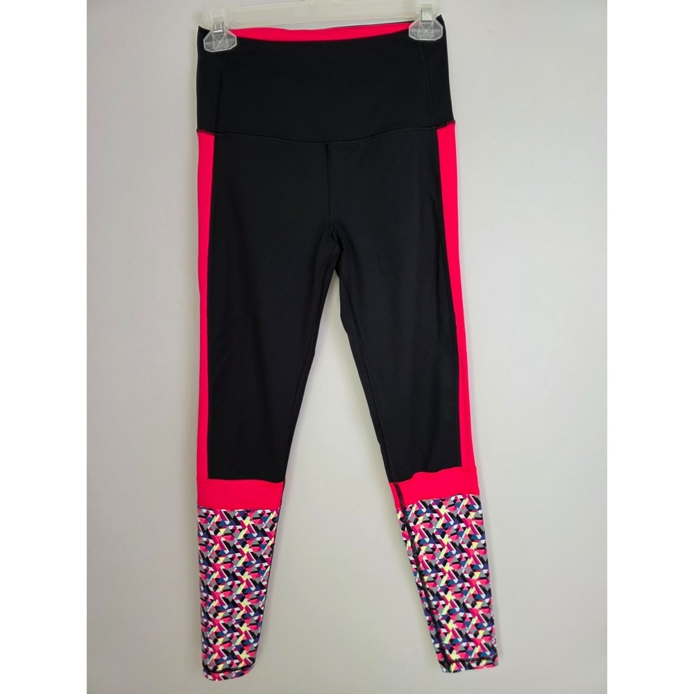 Victoria Secret VSX Women's Leggings Size S / P Black Red Colorblock Yoga Long